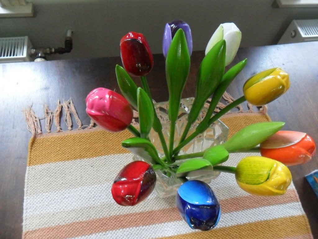 Houten tulpen (9), Overige typen, Ophalen of Verzenden, Zo goed als nieuw, 34 cm