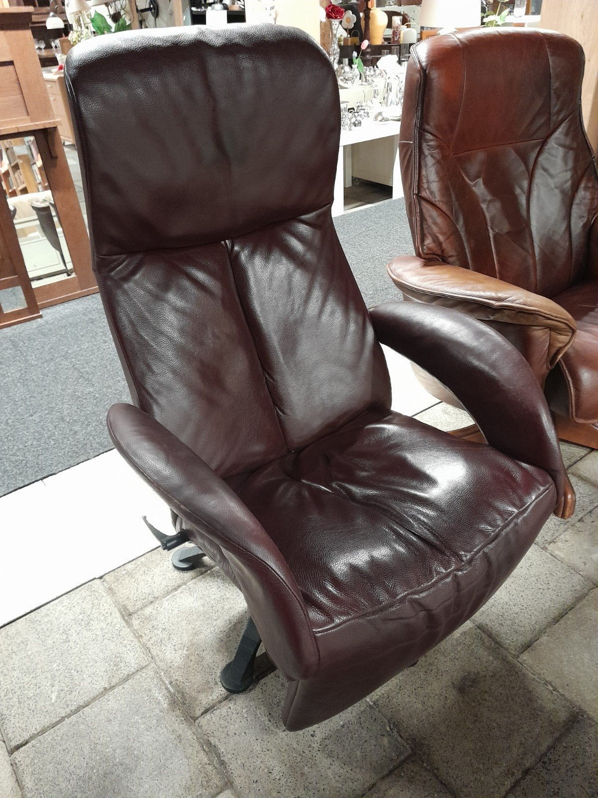 Bordeau leren relaxfauteuil, Ophalen, Gebruikt, Leer