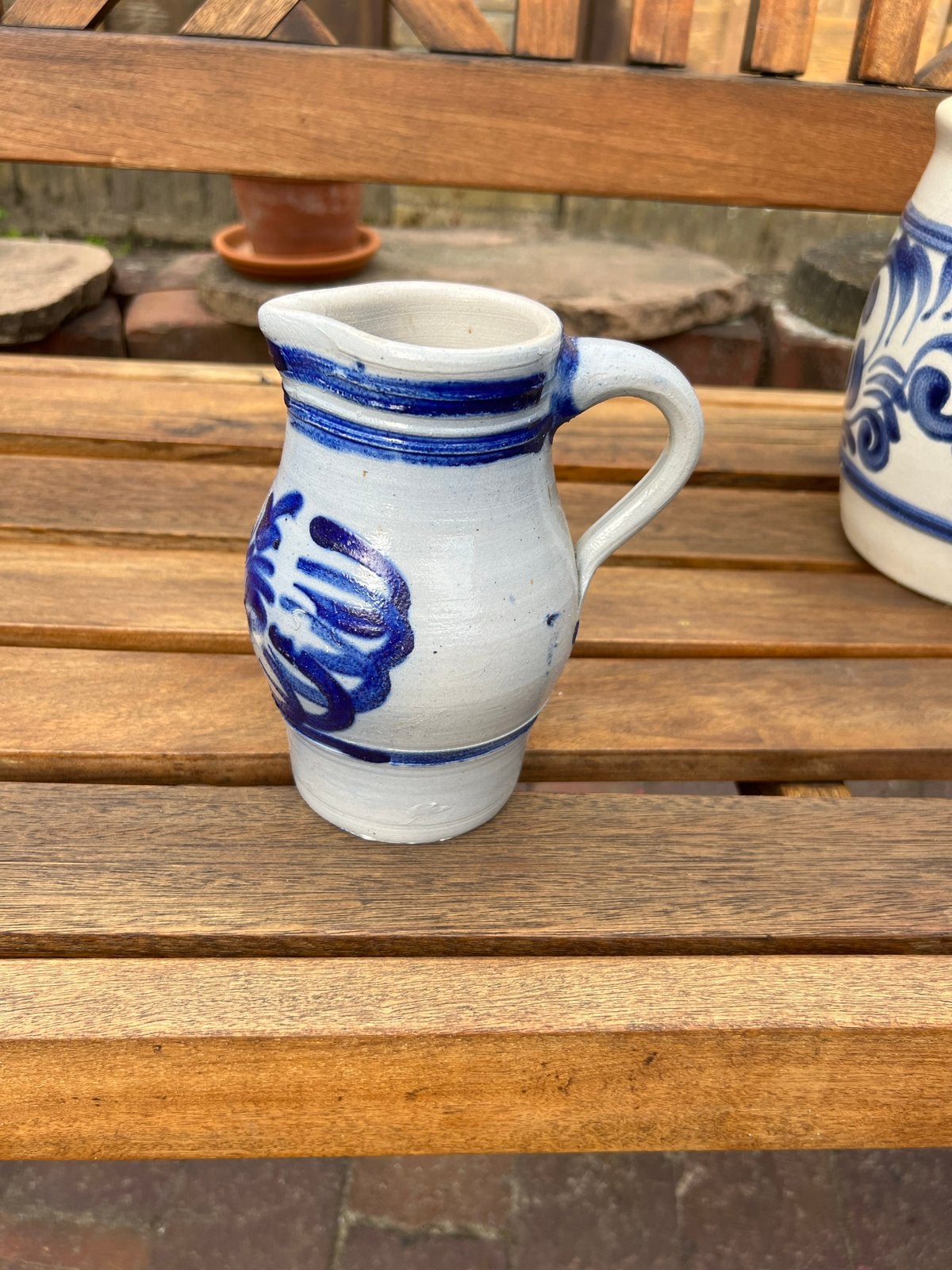 Vintage Keuls Wijn Kannetje - Blauw en Wit Keramiek, Ophalen of Verzenden
