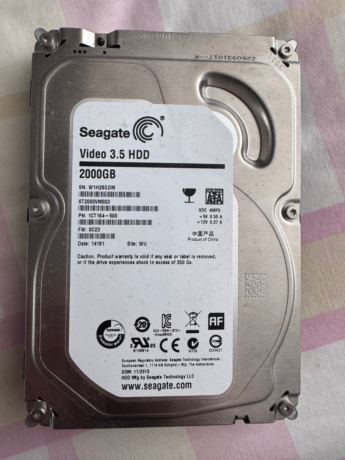 Seagate video 3.5 HDD 2000gb, Computers en Software, Intern, HDD, Ophalen of Verzenden, Zo goed als nieuw