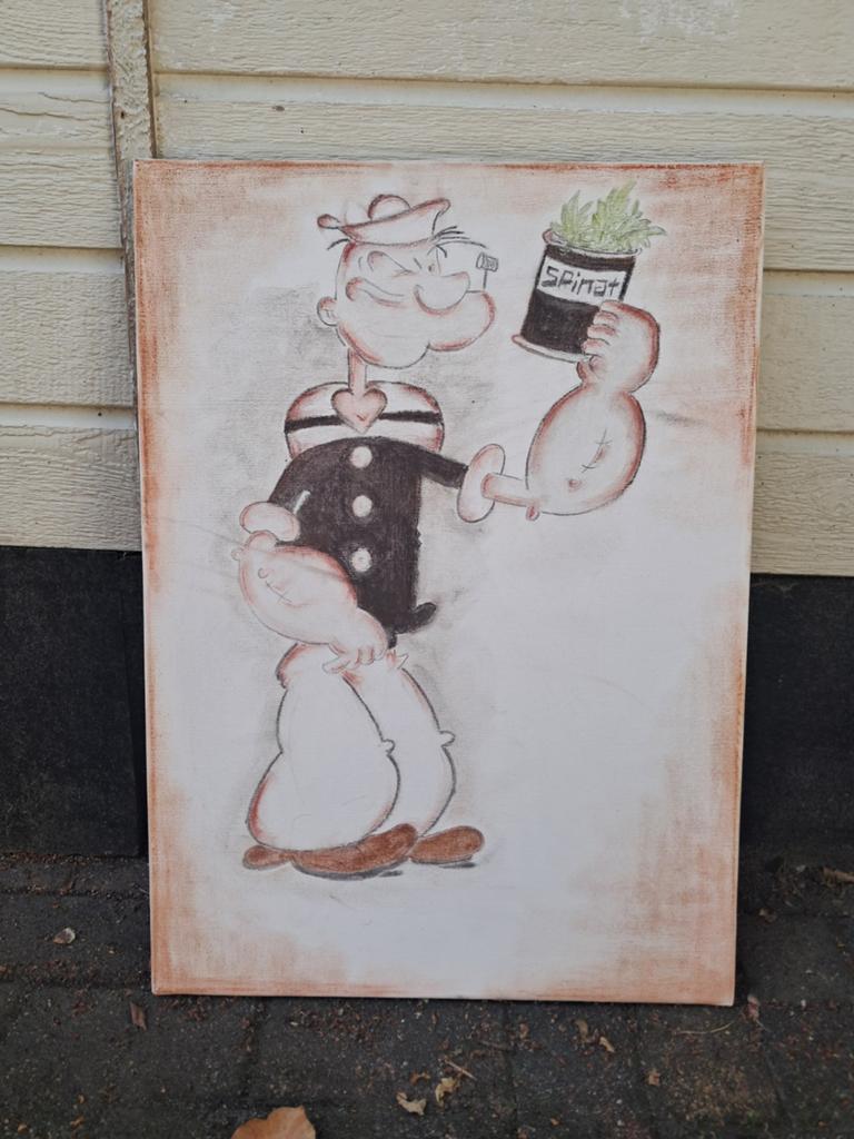 Popeye de Zeeman Canvas Schilderij - Handgemaakt, Ophalen