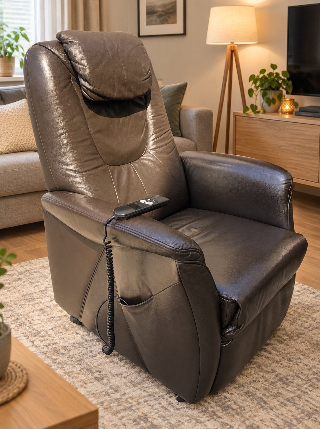 Elektrische sta op relax fauteuil bezorgen mogelijk, Huis en Inrichting, Ophalen, Leer