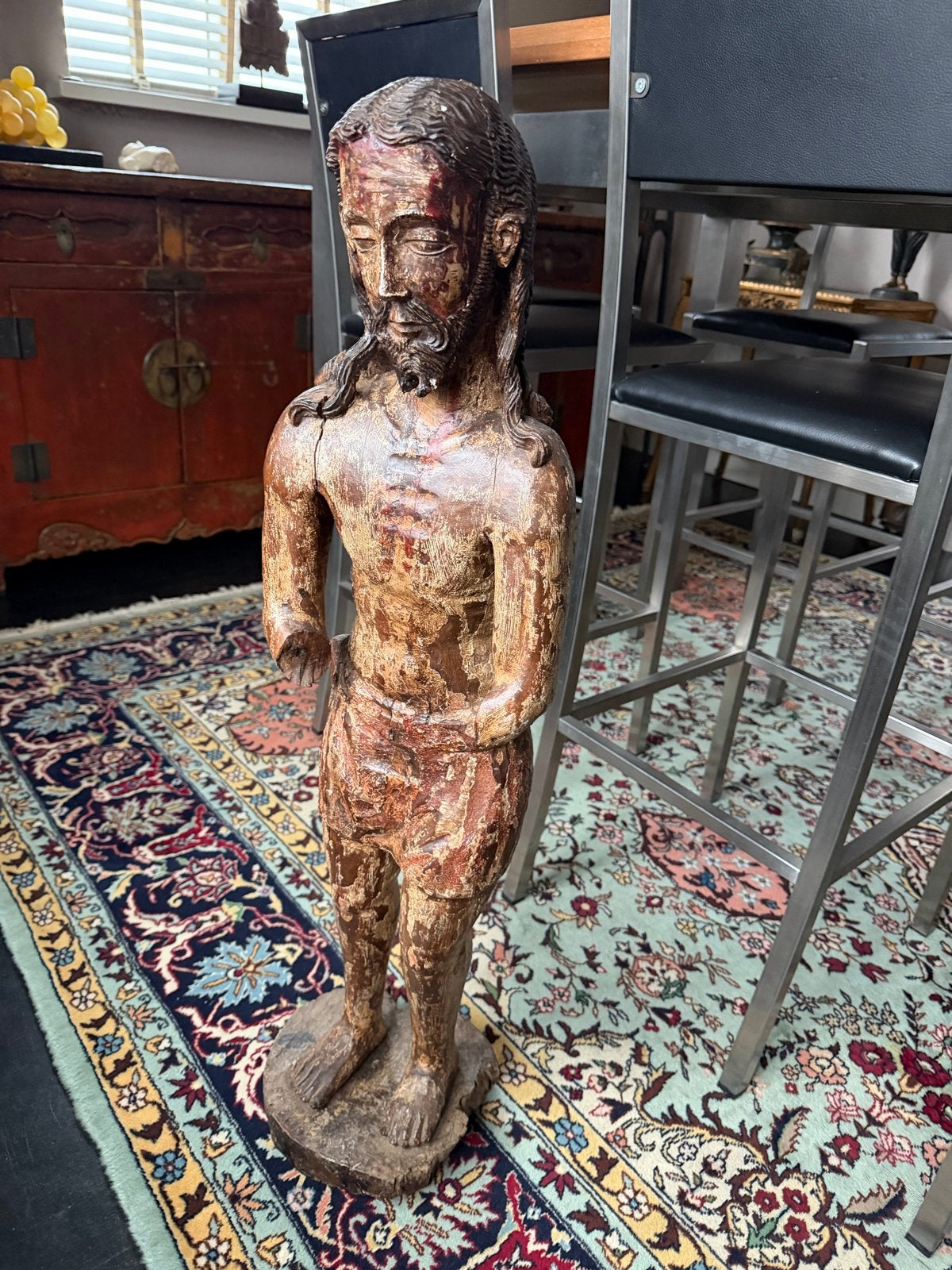 Antiek houten beeld van Christus, religieuze kunst, Antiek en Kunst, Kunst | Beelden en Houtsnijwerken, Ophalen, 50 - 100 cm, Beeld