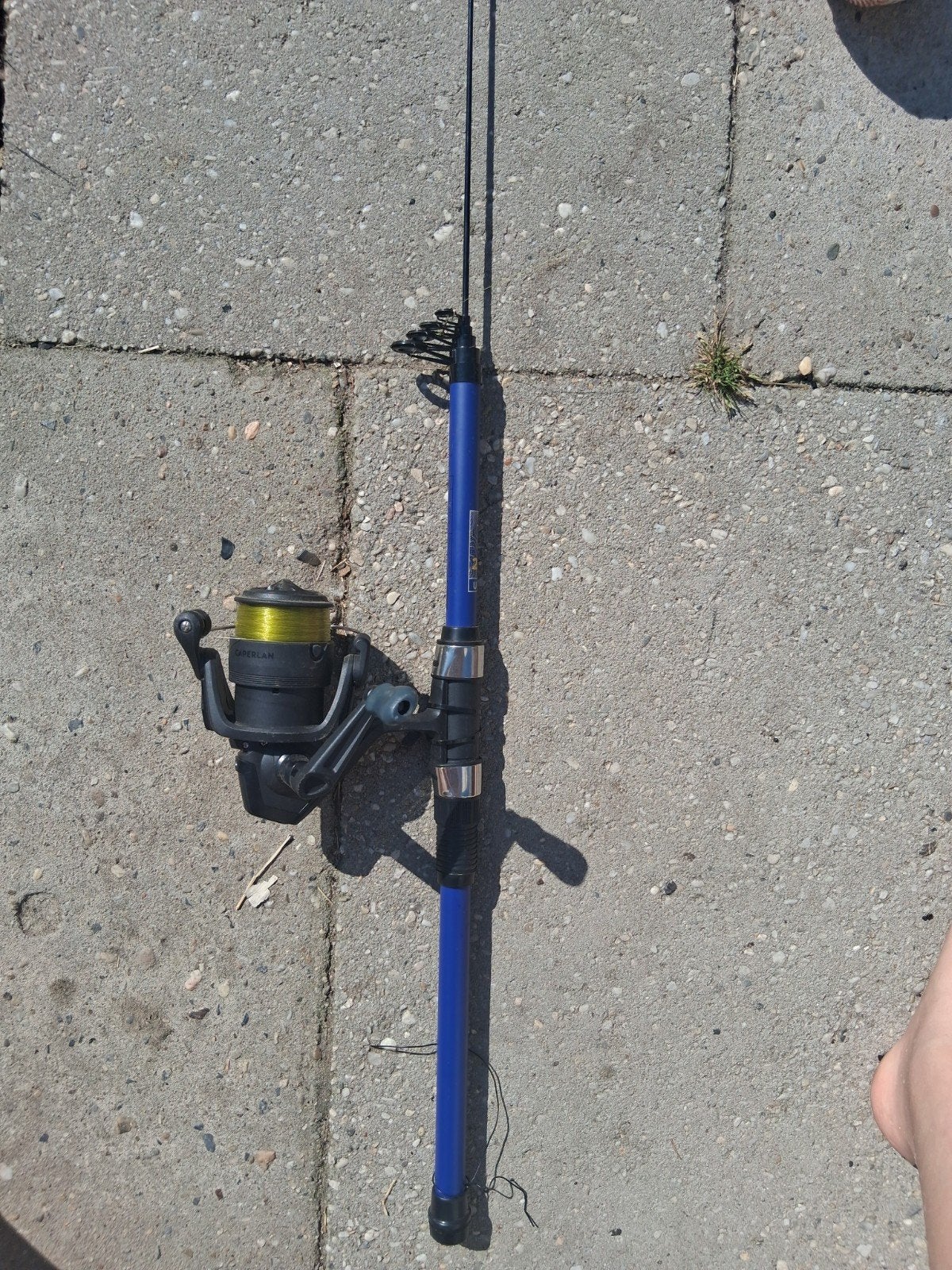 Complete vishengel met molen - Blauw, Gebruikt, Watersport en Boten, Ophalen
