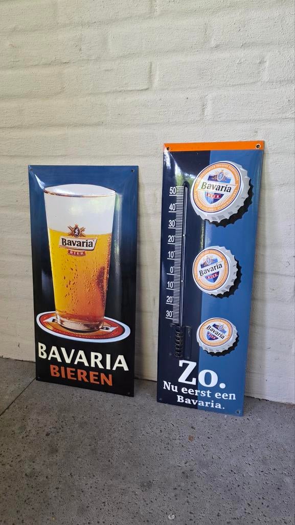 Bavaria Emaille Borden, Ophalen, Zo goed als nieuw, Reclamebord, Plaat of Schild, Bavaria