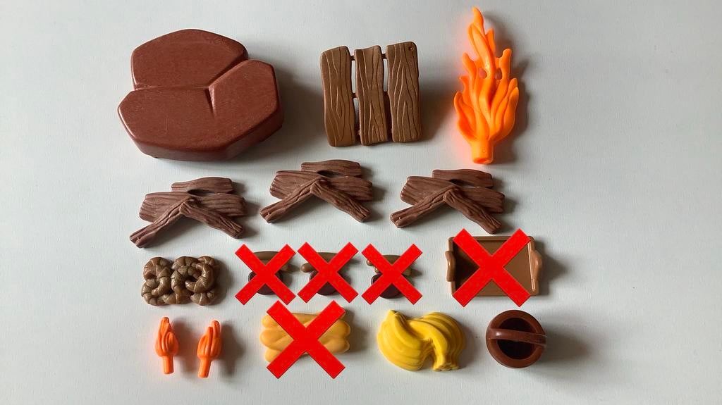 Playmobil rots hout vuur stokbrook banaan croissant worst, Ophalen, Gebruikt, Los playmobil