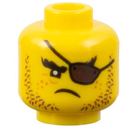 LEGO Minifiguur Hoofd Baard Bruin Stoppel Ooglapje Sproeten, Gebruikt, Overige thema's, Lego, Ophalen of Verzenden
