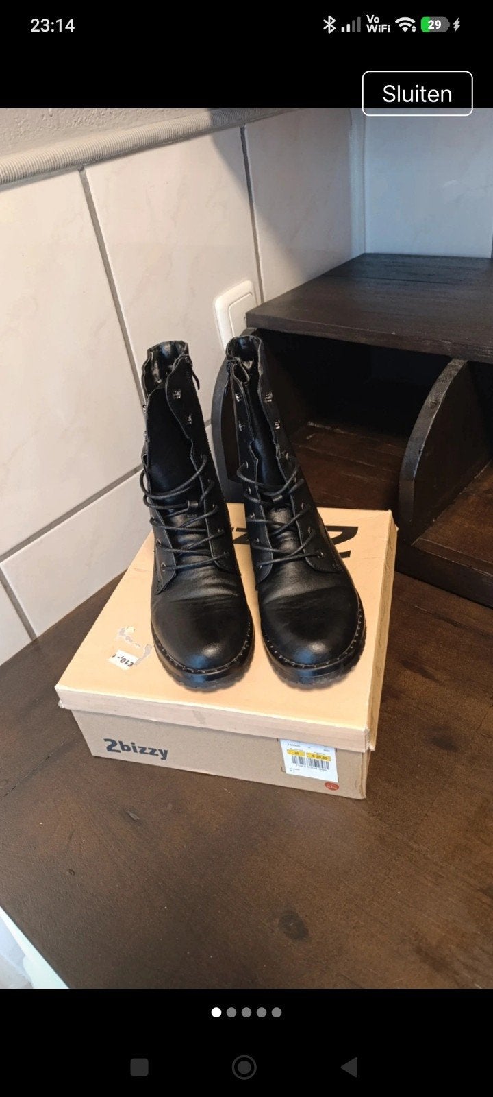 Zwarte 2bizzy veterlaarzen maat 40, Zwart, Lage of Enkellaarzen, Nieuw, Ophalen of Verzenden