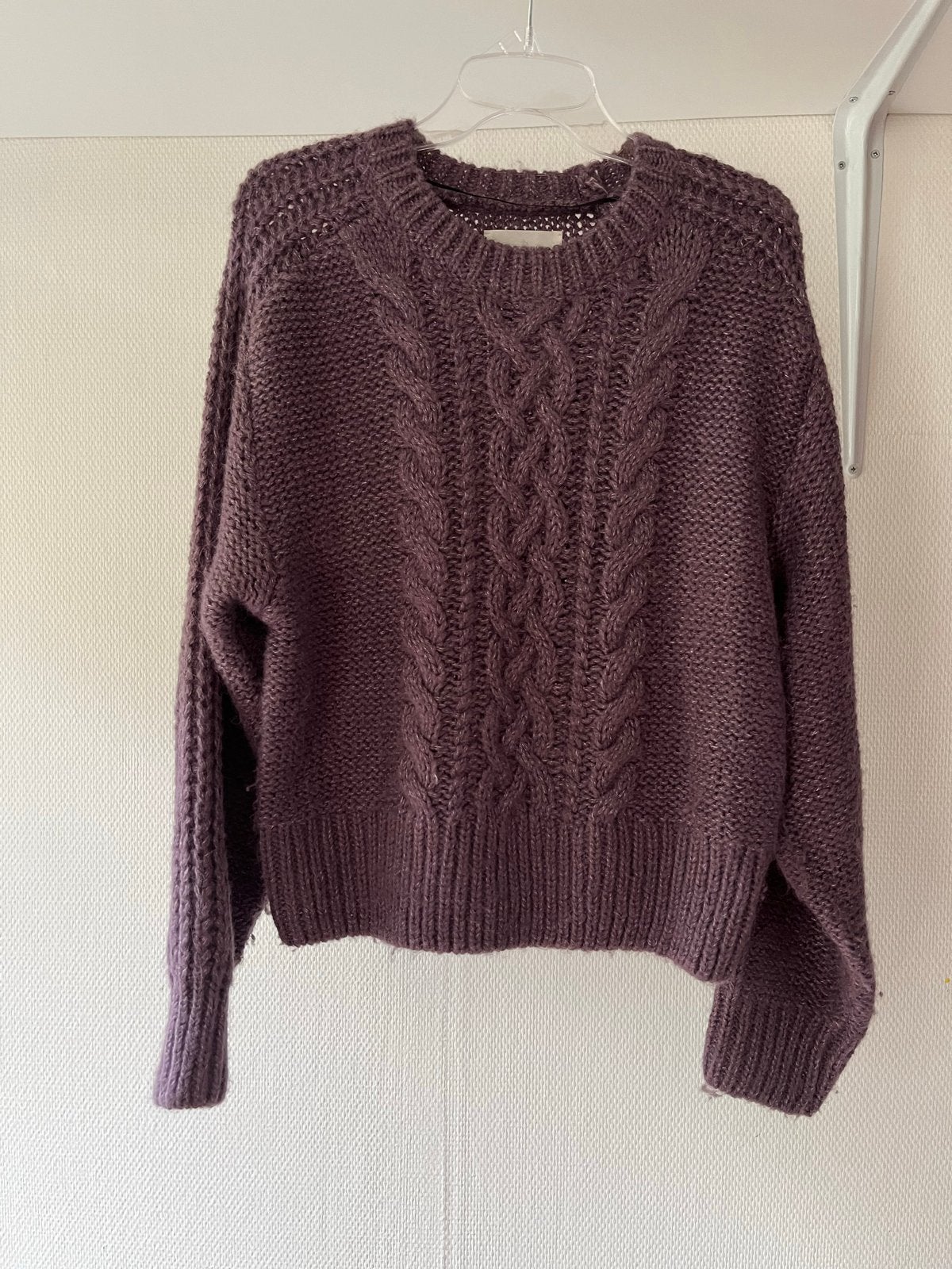 Msch Copenhagen paarse gebreide trui met kabelpatroon s m, Kleding | Dames, Ophalen, Gedragen, Maat 36 (S), Paars