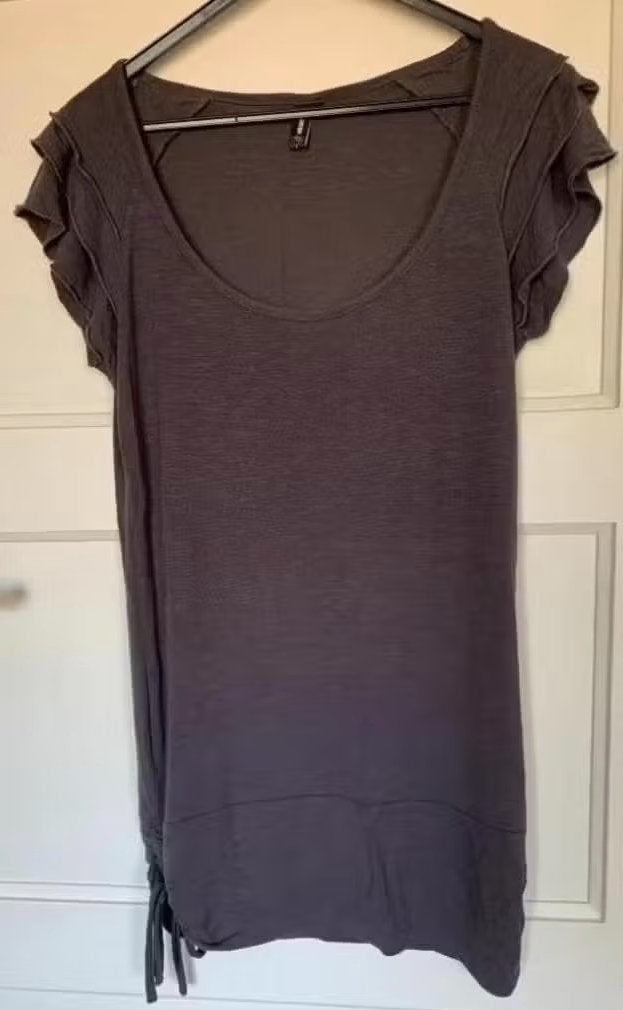 Langere, grijze tuniek, top, shirt aparte mouw; L; Eksept, Maat 42/44 (L), Ophalen of Verzenden, Zo goed als nieuw, Korte mouw