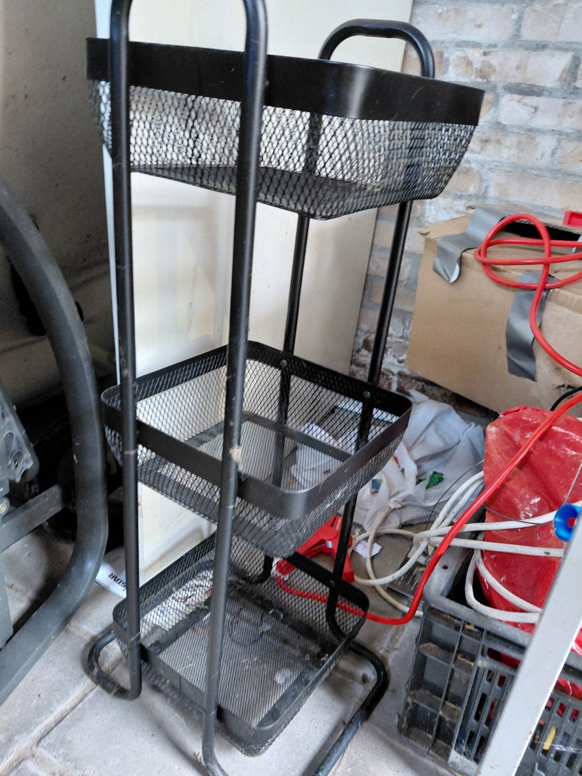 Zwart metalen opbergrek met 3 manden, Ophalen, Gebruikt