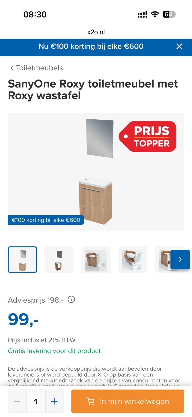 Toiletmeubel wastafel spiegel, Ophalen, Zo goed als nieuw