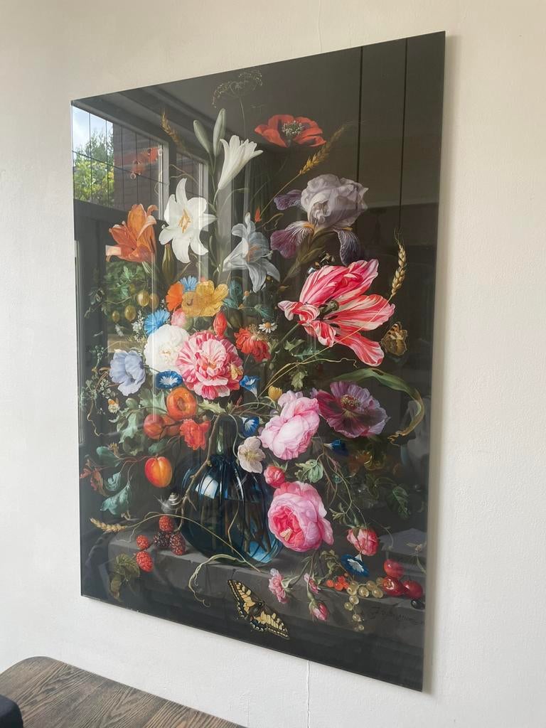 Plexiglas schilderij “Vaas met bloemen” 100 x 70, Antiek en Kunst, Ophalen