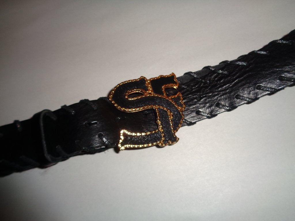SONIA FORTUNA zwarte leren riem met aparte gesp, 3 tot 5 cm, Verzenden, SONIA FORTUNA, Nieuw