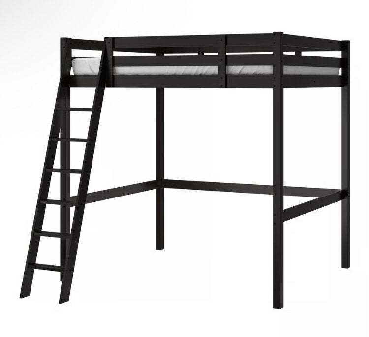 Zwarte tweepersoons hoogslaper van IKEA, Ophalen, Gebruikt, Hoogslaper, 210 cm