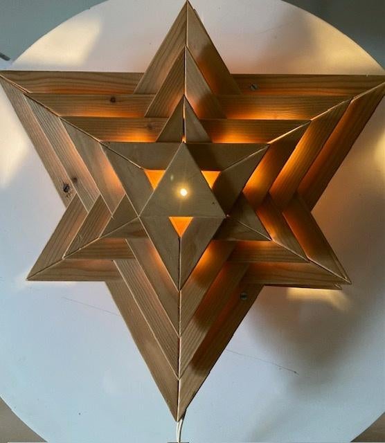 Vintage houten kerstster met verlichting, Diversen, Kerst, Ophalen of Verzenden, Gebruikt