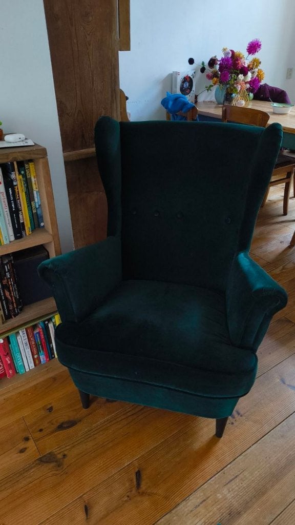 oorfauteuil ikea strandmon, Ophalen, Hout, Minder dan 50 cm, Gebruikt