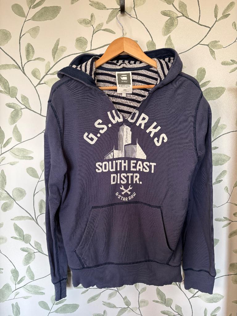 G-star blauwe hoodie sweater large, Kleding | Heren, Truien en Vesten, Maat 52/54 (L), Blauw, Ophalen of Verzenden, Zo goed als nieuw