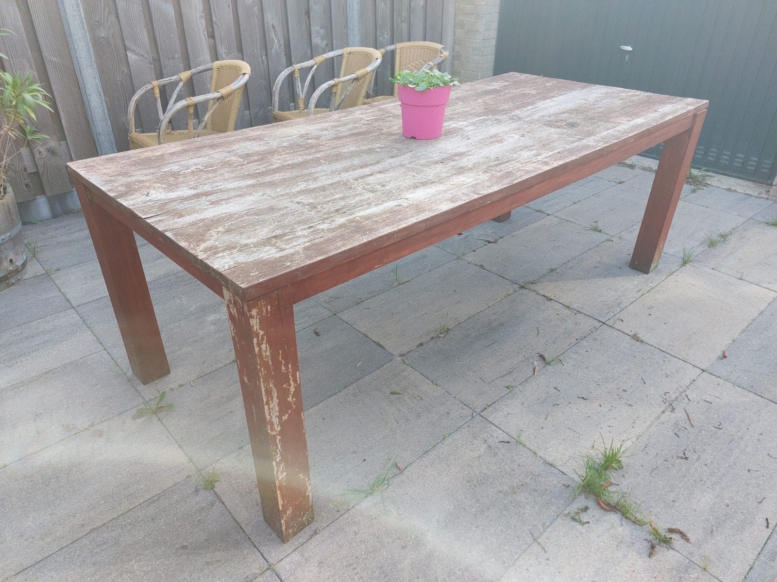 Gratis Indisch teakhouten tafel 6 persoons, Ophalen, Gebruikt, Rechthoekig, Teakhout