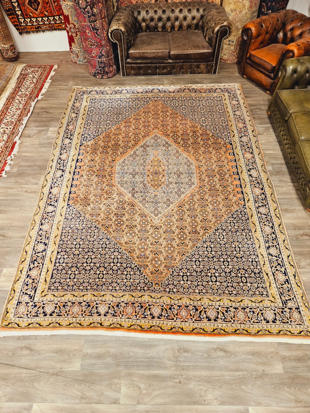 Perzisch Handgeknoopt Bidjar Tapijt. prachtige kleuren, Perzisch, 200 cm of meer, Ophalen of Verzenden, Zo goed als nieuw