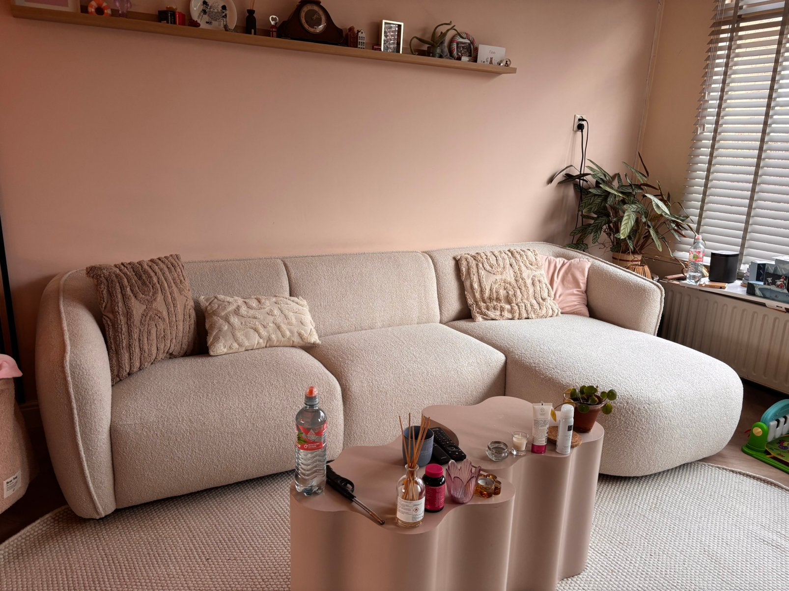 Hoekbank met chaise longue, Ophalen, Zo goed als nieuw, Stof