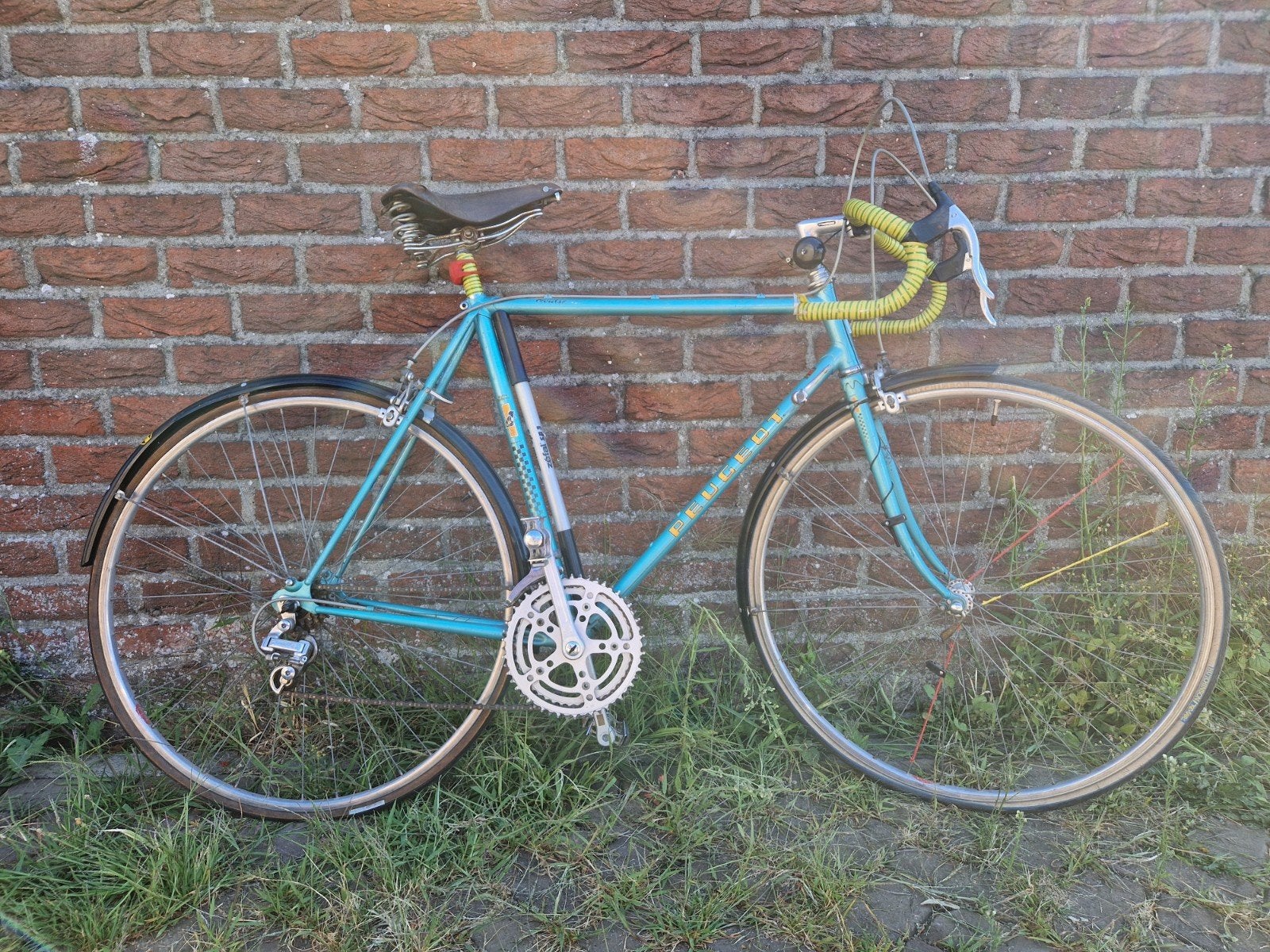 Vintage Peugeot racefiets - Lichtblauw, 28 inch, Gebruikt, 53 tot 57 cm, Ophalen