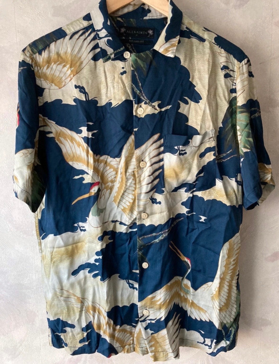 AllSaints Miyako SS Shirt - Relaxed Fit Maat S, Ophalen of Verzenden, Nieuw, Blauw, Halswijdte 38 (S) of kleiner