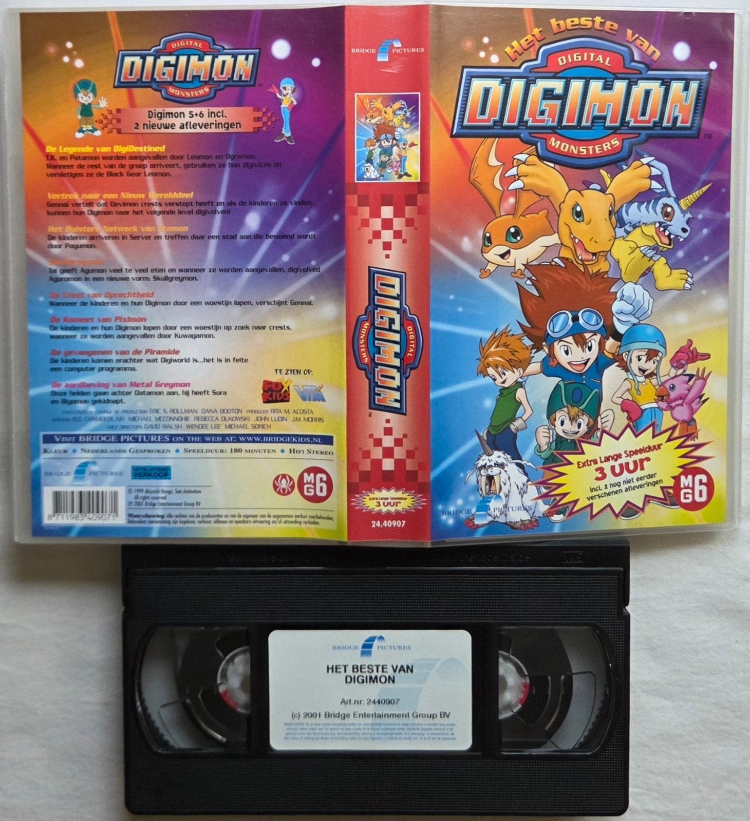 Digimon Het Beste Van (3 Uur) VHS Cartoon/Anime, Alle leeftijden, Ophalen of Verzenden, Gebruikt