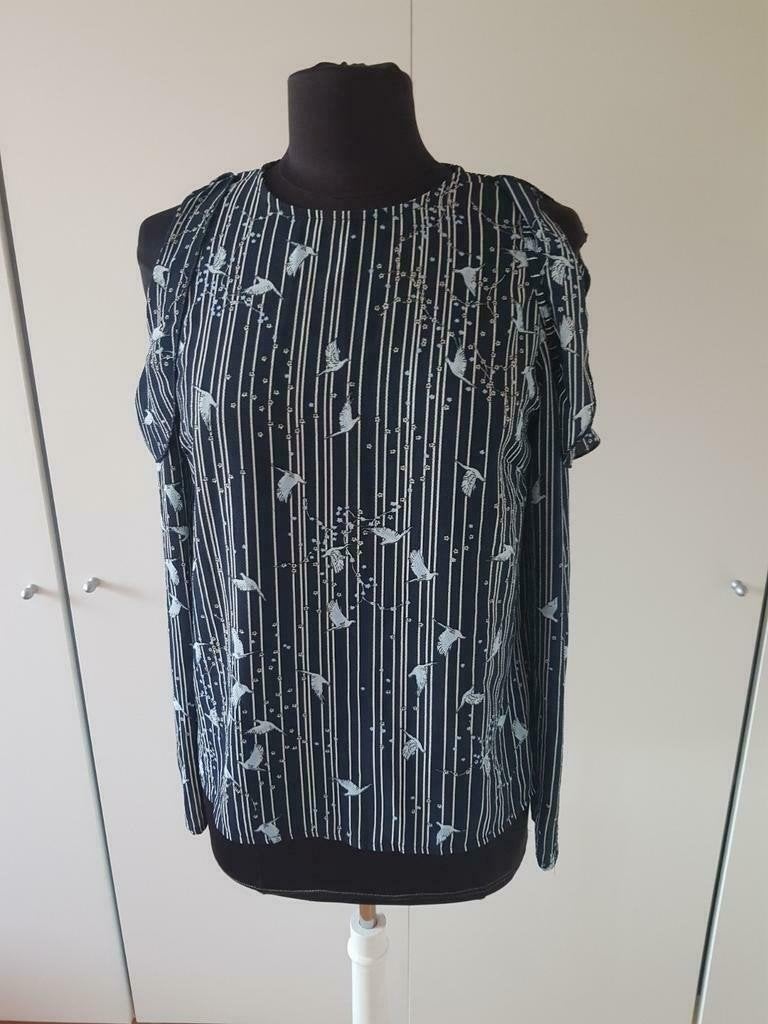 Donkerblauwe cold-shoulder blouse – maat 40 *zgan*, Ophalen of Verzenden, Zo goed als nieuw, Blauw, Lange mouw