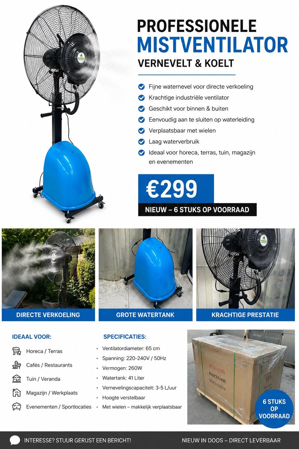 .  Direct leverbaar in Nederland., Ophalen, Zo goed als nieuw, Vloerventilator