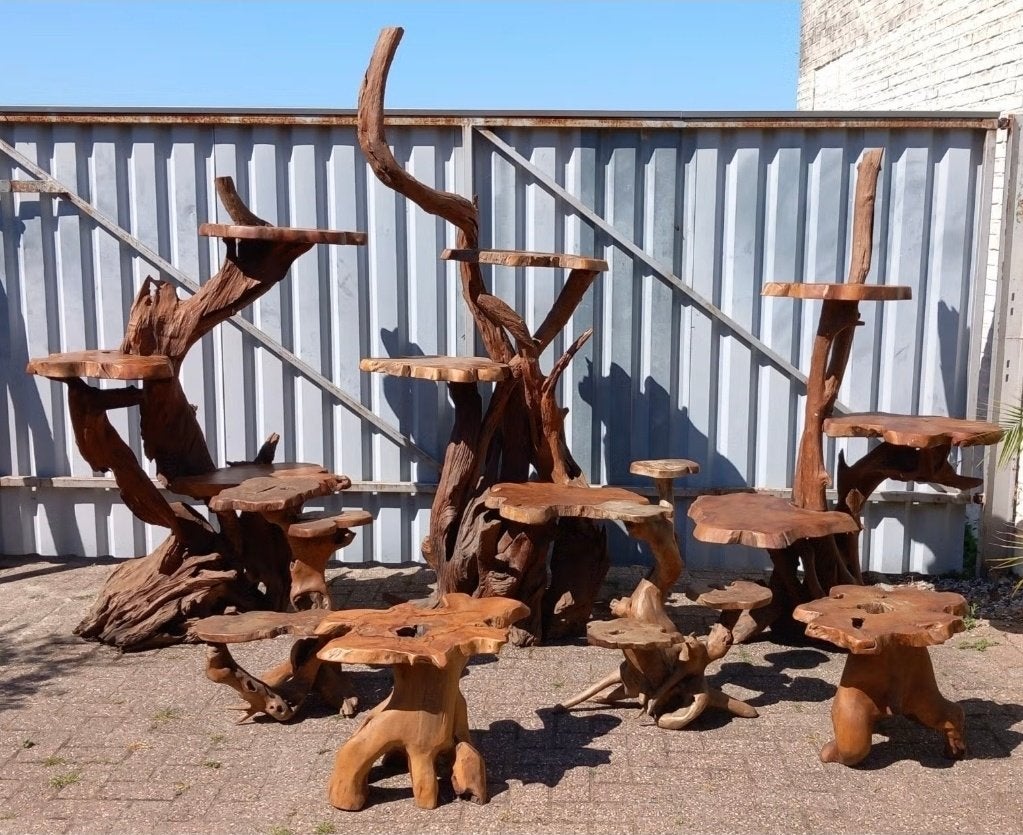 Bali teak root meubels displays bijzet tafel houtsnijwerk, Ophalen, Natuurlijk, 55 tot 75 cm, Zo goed als nieuw