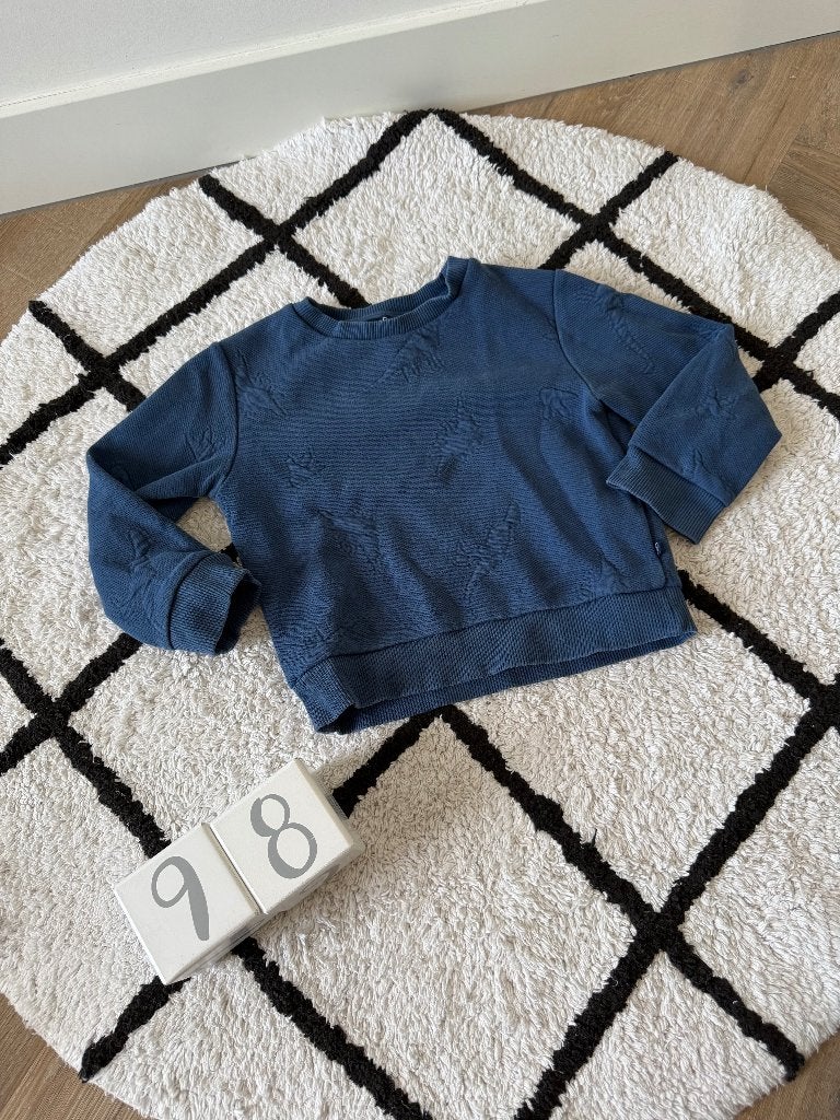 Heel goed blauw Okaidi baby sweater trui dino print 92 98, Trui of Vest, Ophalen of Verzenden, Zo goed als nieuw, Okaidi