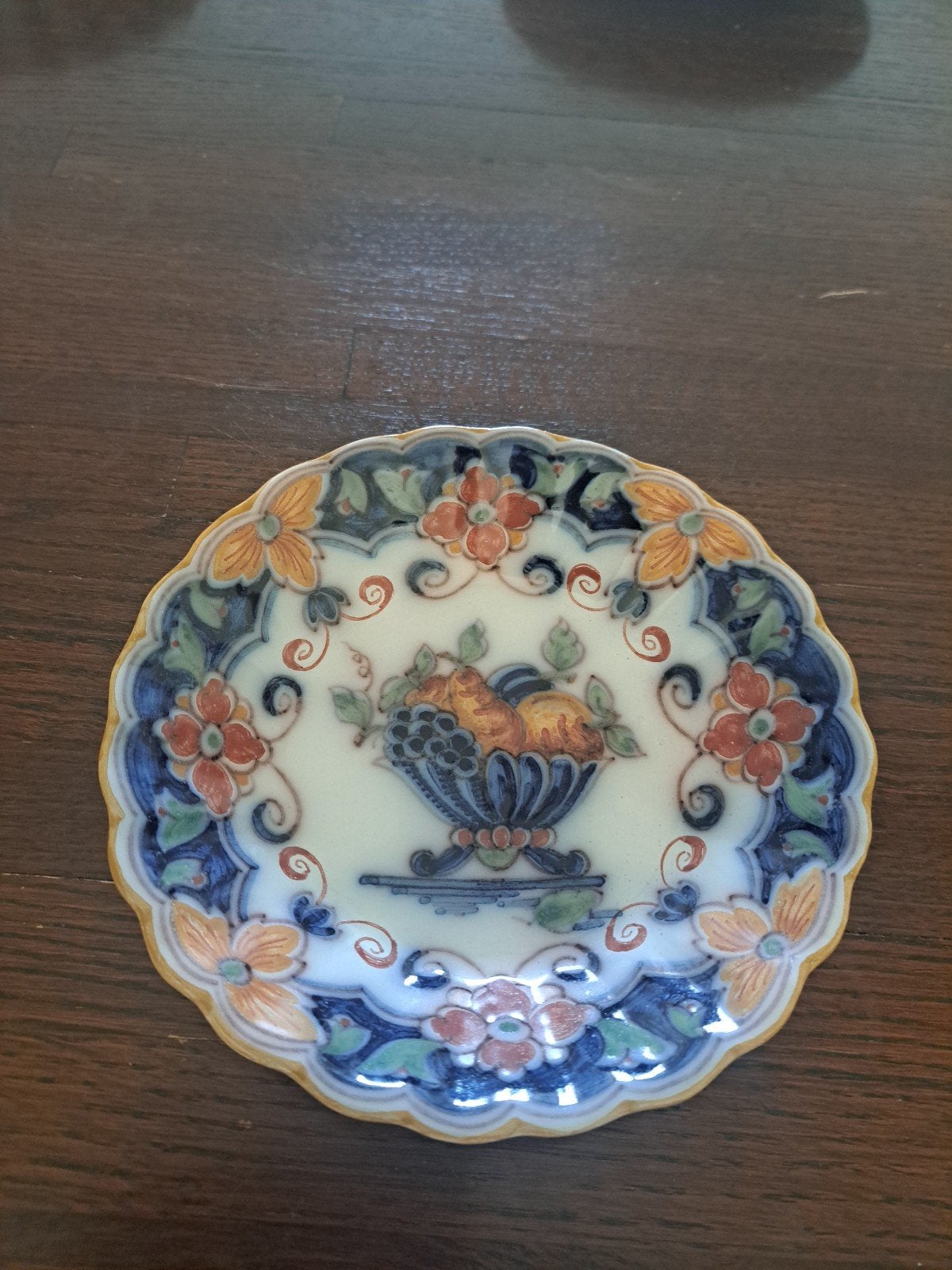 Antiek Makkum Aardewerk Wandbordje - Fruitschaal Decor, Ophalen of Verzenden