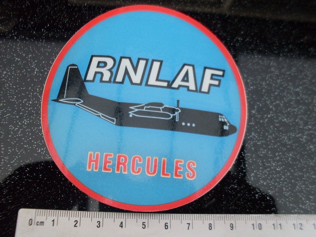 sticker hercules rnlaf logo embleem KLu vliegtuig airplane, Verzenden, Zo goed als nieuw, Bedrijf of Vereniging
