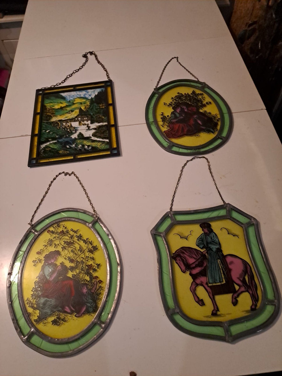 4 Glazen Wandhangers - Glas in Lood Stijl, Ophalen of Verzenden