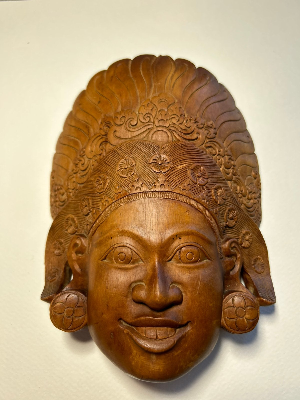 handgesneden houten Balinese masker, wanddecoratie, Huis en Inrichting, Ophalen of Verzenden, Zo goed als nieuw, X, X