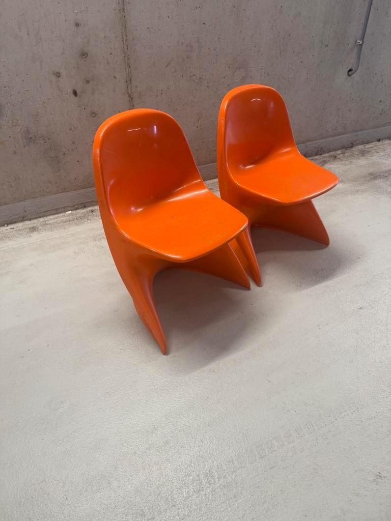 Casalino 2 Retro Kinder Stoeltjes Space Age Design Oranje, Antiek en Kunst, Antiek | Meubels | Stoelen en Banken, Ophalen