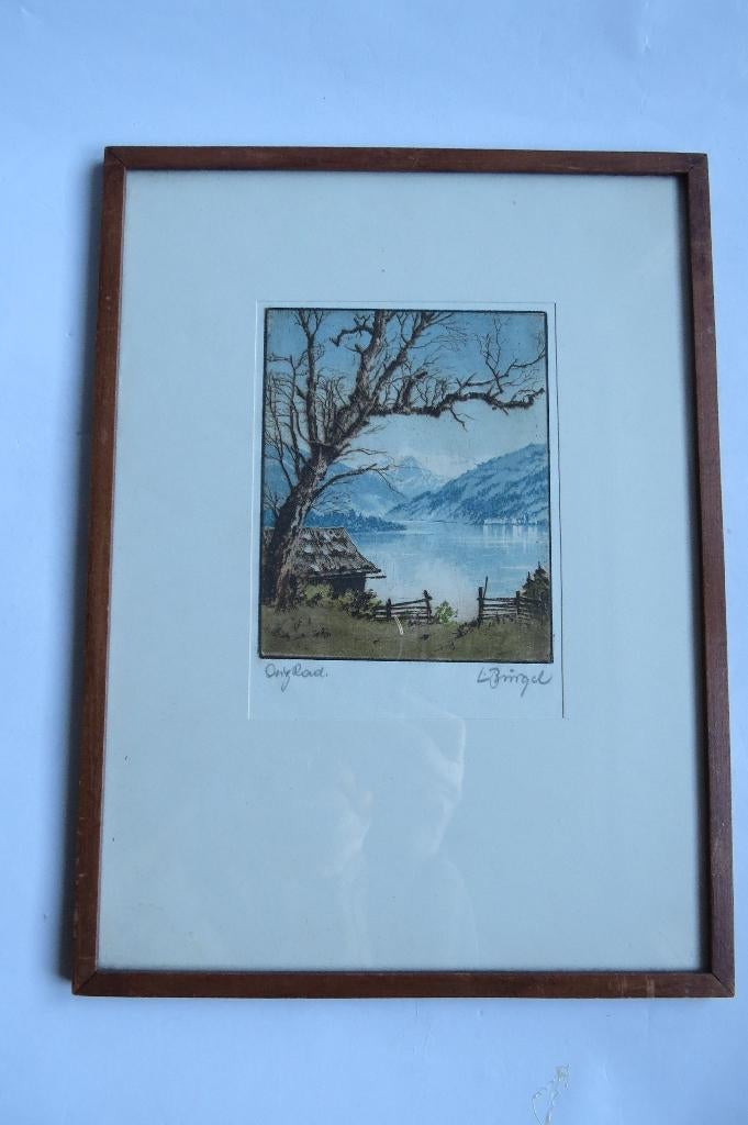 Handgekleurde ets LUDWIG BRÜGEL jaren 20-30, Antiek en Kunst, Kunst | Etsen en Gravures, Ophalen of Verzenden