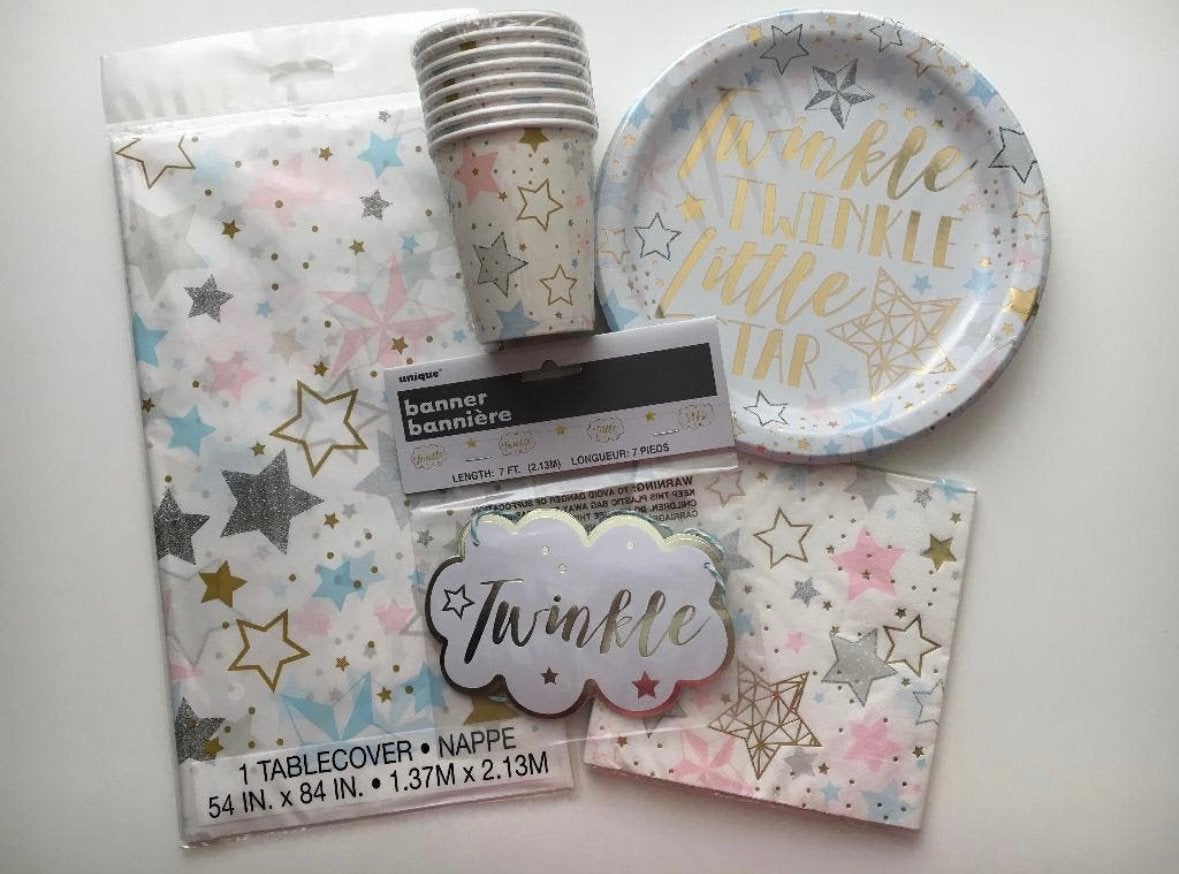 Pakket feestversiering Twinkle Twinkle | geboorte verjaardag, Ophalen of Verzenden, Nieuw, Feestartikel