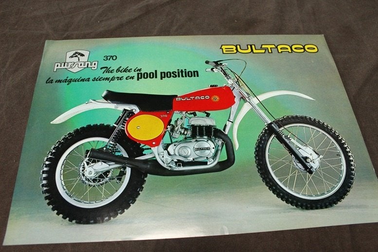 Bultaco Pursang 370 1976 motorfiets verkoop folder brochure, Ophalen of Verzenden, Overige merken