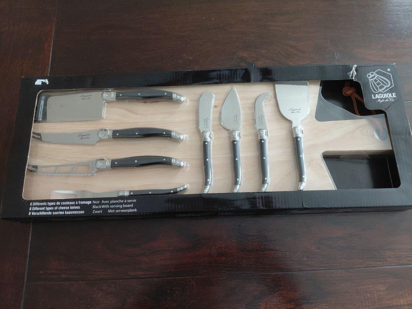 Laguiole Kaasmessenset met Serveerplank - Zwart, Bestekset, Overige typen, Ophalen of Verzenden, Rvs of Chroom