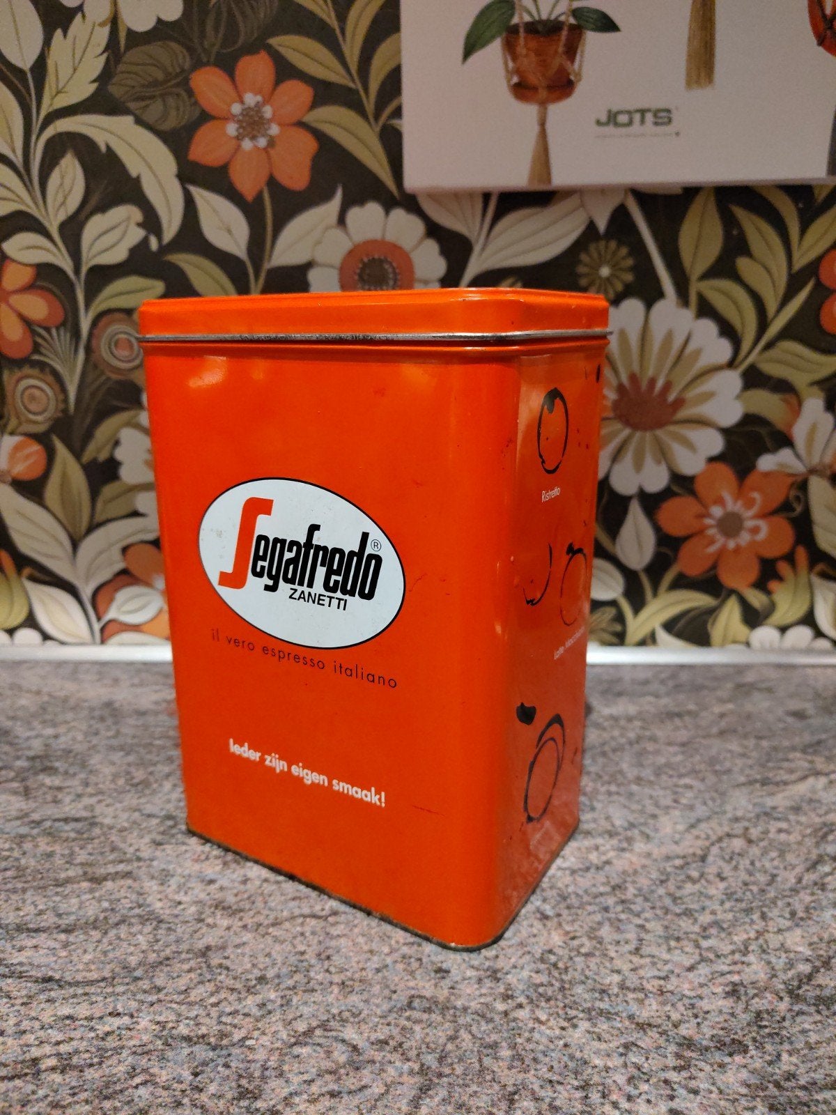 Segafredo Zanetti Bewaarblik - Oranje Koffieblik, Ophalen, Gebruikt, Koffie, Overige merken