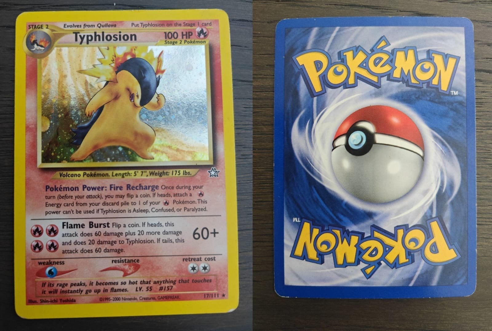 Typhlosion Neo Genesis Pokémon Kaart - Uitstekende Staat, Ophalen of Verzenden, Zo goed als nieuw, Losse kaart, Foil