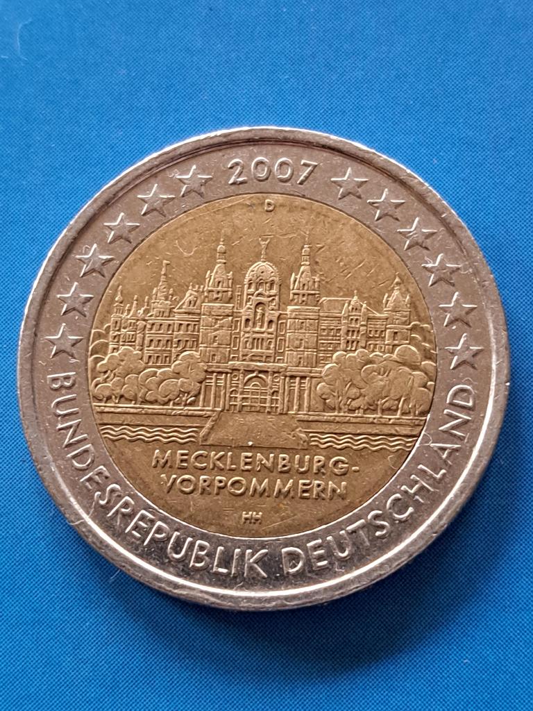 2007 D Duitsland 2 euro Mecklenburg-Vorpommern München, Verzenden, Duitsland, 2 euro, Losse munt