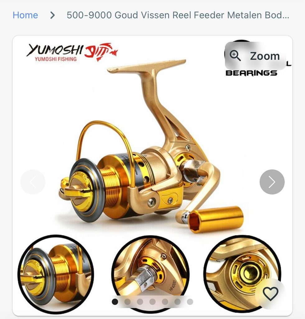 YUMOSHI Gouden Vissen Reel Feeder Metalen Body, Ophalen, Nieuw, Molen