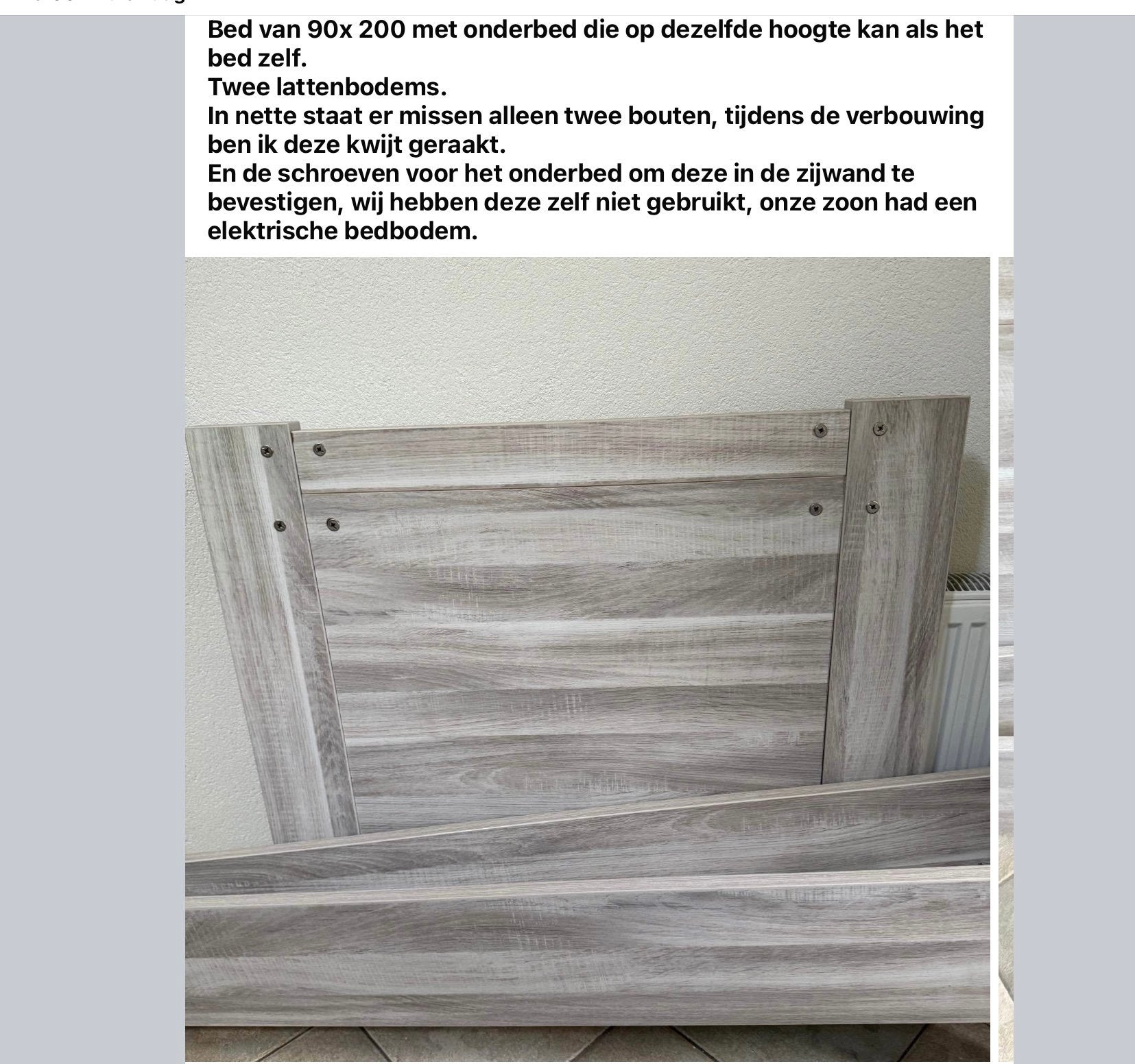 Ledikant 90 x 200 met onder bed., Ophalen, Zo goed als nieuw, Eenpersoons, 90 cm