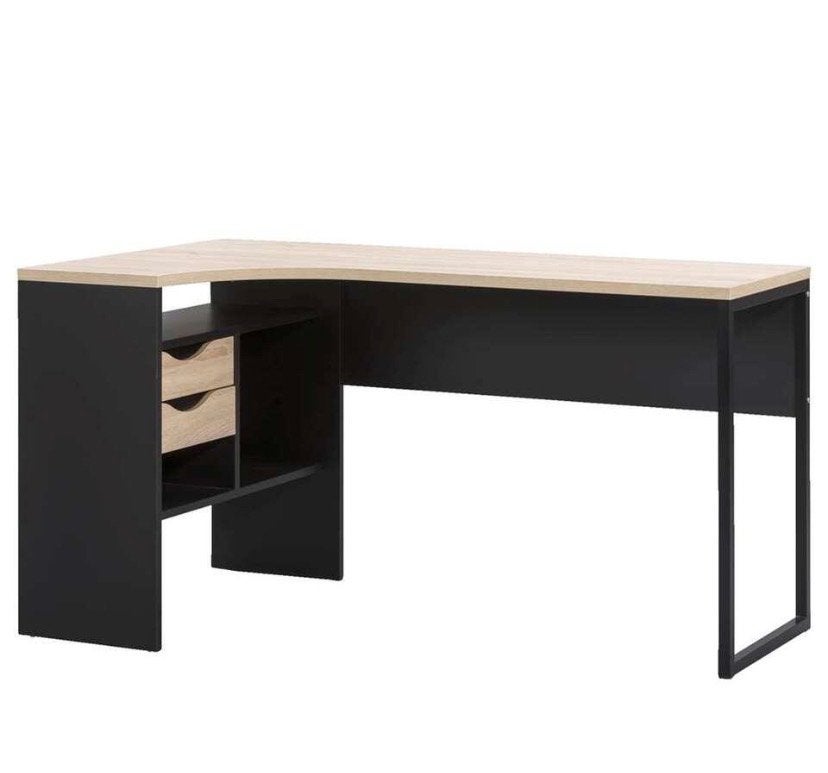 Hoekbureau Hannover - Zwart/Eikenkleur - 76,8x145x81 cm, Spaanplaat of MDF, Hoekbureau, Zo goed als nieuw, Overige merken
