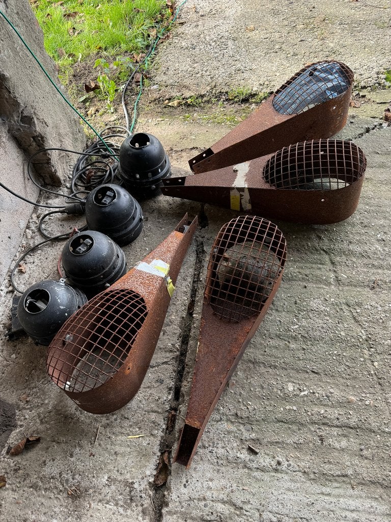 4x Lampenkappen industrieel metaal lamp lamp industriele, Tuin en Terras, Buitenverlichting, Ophalen, Gebruikt, Wandlamp, Netvoeding