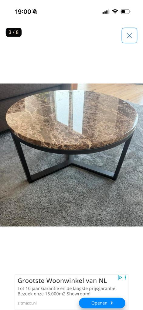 GEZOCHT Goossens marmeren salontafel. (Klein formaat), Huis en Inrichting, Tafels | Salontafels, 50 tot 100 cm, Rond, Ophalen of Verzenden