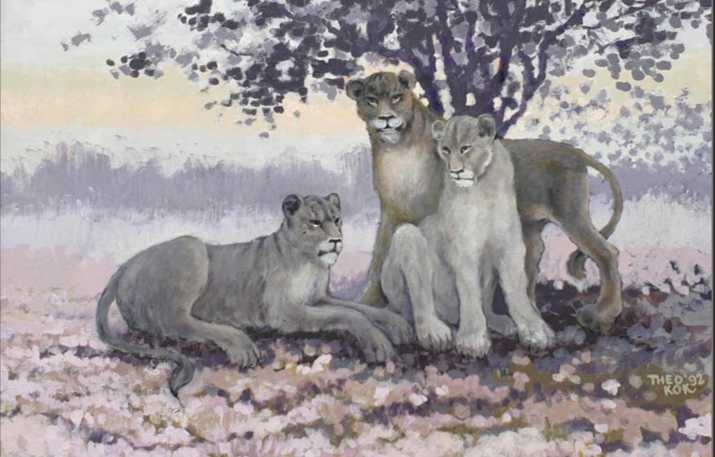 Schilderij leeuwen, Huis en Inrichting, Woonaccessoires | Schilderijen, Tekeningen en Foto's, Ophalen